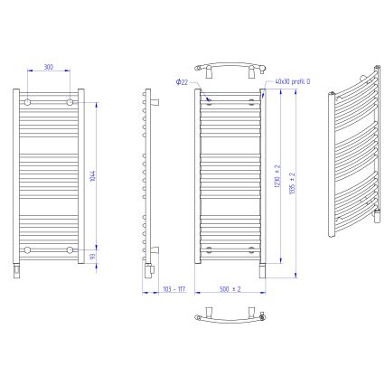 Instal Projekt - Elektrisk badeværelsesradiator AMBRE 400W 123x50 cm hvid