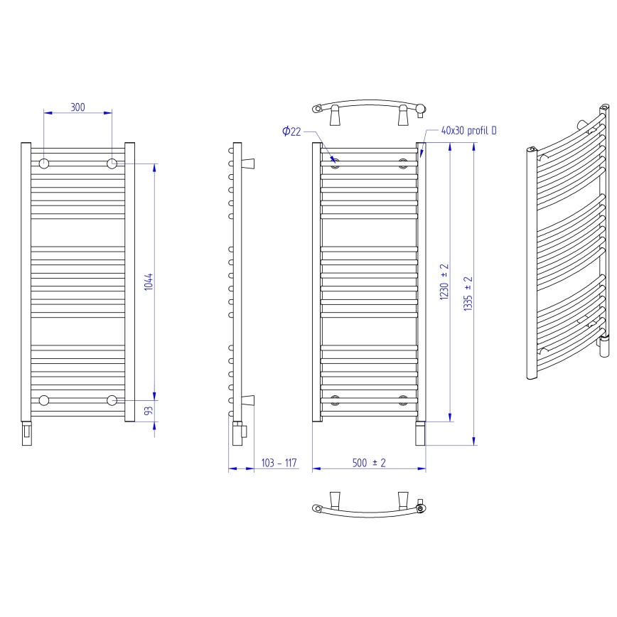 Instal Projekt - Elektrisk badeværelsesradiator AMBRE 400W 123x50 cm hvid