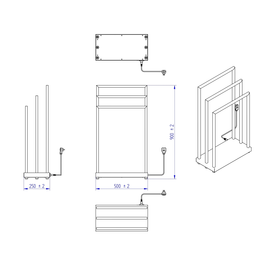 Instal Projekt - Elektrisk håndklædetørrer MOBE 105W 90x50 cm hvid