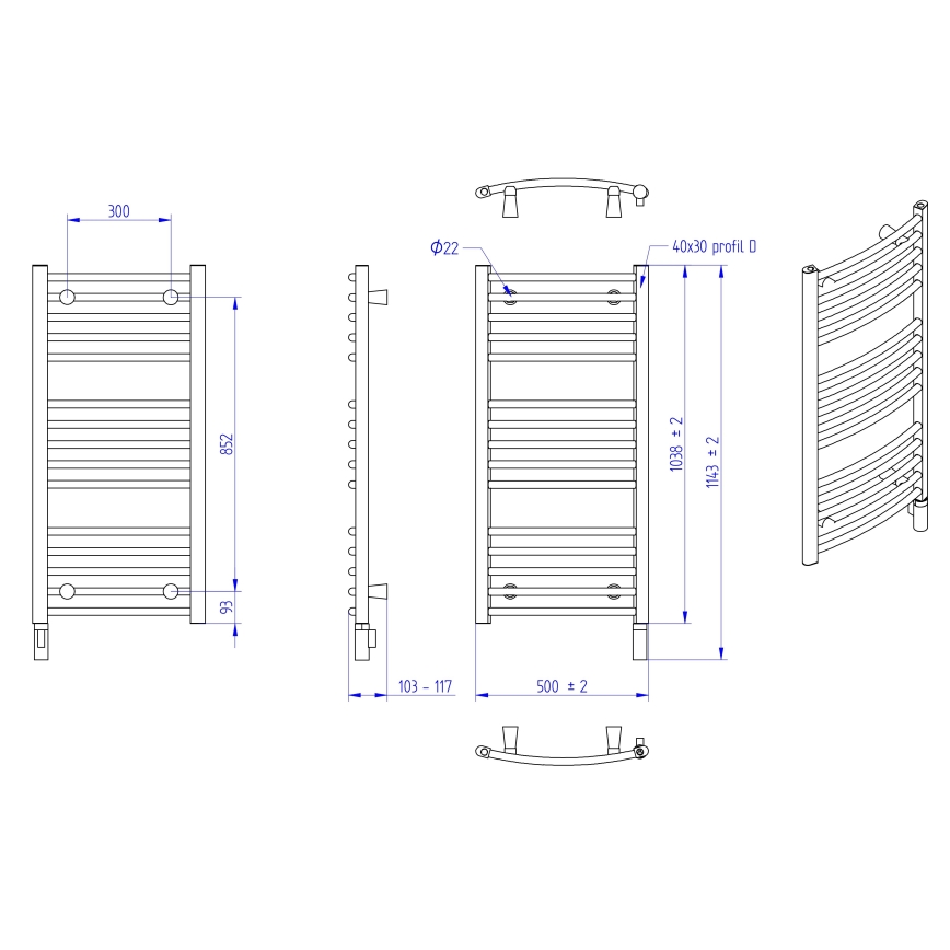 Instal Projekt - Elektrisk radiator til badeværelset AMBRE 400W 103x50 cm hvid