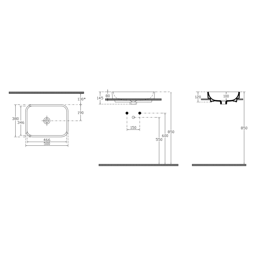 Isvea - Håndvask til bordplade AQUA 50 x 38 cm keramik/hvid