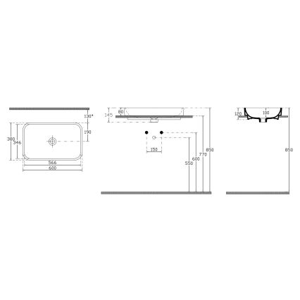 Isvea - Håndvask til bordplade AQUA 60x38 cm keramik/hvid