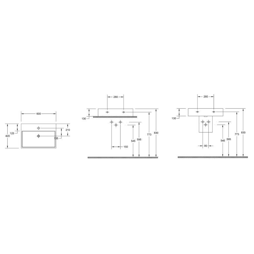 Isvea - Håndvask til bordplade PURITY 60 x 42 cm, keramik/hvid
