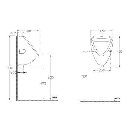 Isvea - Urinal med topindløb, keramik/hvid