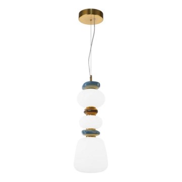 ITALUX - LED-lysekrone med wireophæng EVANS LED/15W/230V 3000K guld/blå