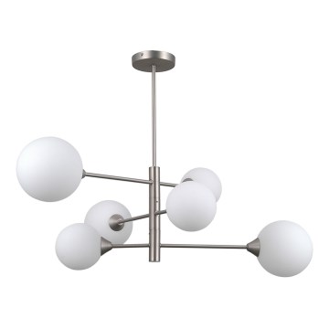 ITALUX - Loftlampe på stang EVORA 6xG9/5W/230V nikkel