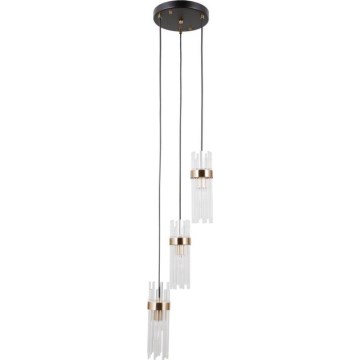 ITALUX - Pendel med kabel TARASO 3xE14/40W/230V sort/guld