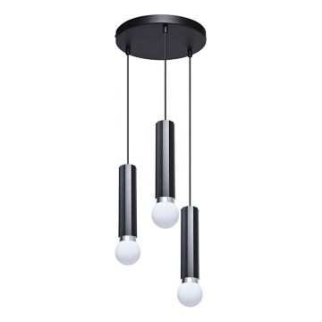 ITALUX - Pendel på kabel MACERA 3xE27/40W/230V sort