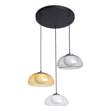 ITALUX - Pendel på wire AINALE 3xG9/7W/230V sort/klar/beige/grå