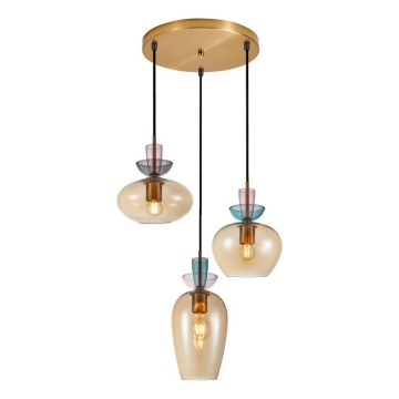 ITALUX - Pendel på wire FANDA 3xE27/40W/230V guld/røget beige