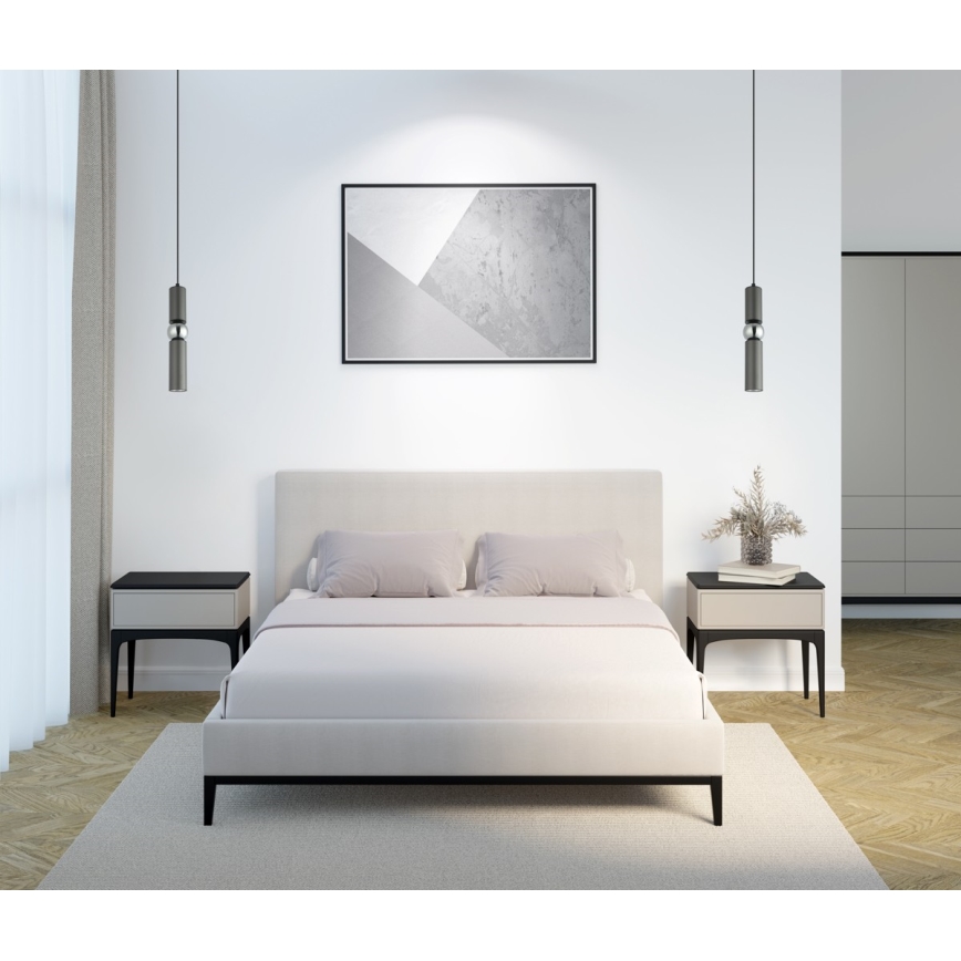 ITALUX - Pendel ISIDORA 1xGU10/25W/230V antracit/skinnende krom