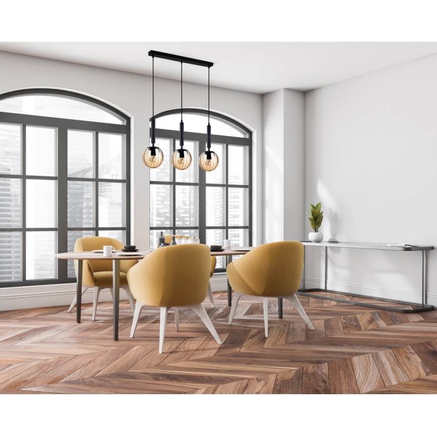 ITALUX - Pendel RAVENA 3xE27/10W/230V sort