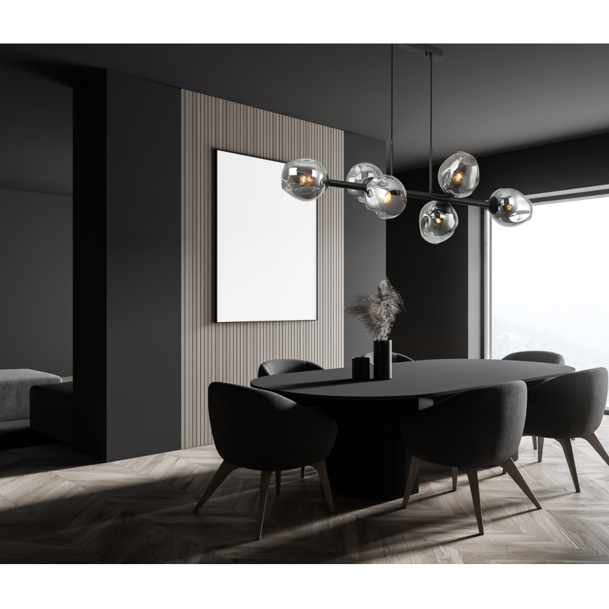 ITALUX - Pendel BORGO 6xE27/40W/230V sort
