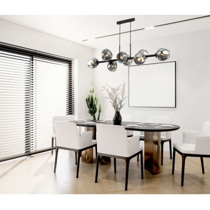 ITALUX - Pendel BORGO 8xE27/40W/230V sort