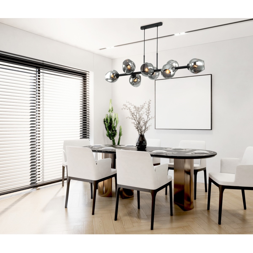 ITALUX - Pendel BORGO 8xE27/40W/230V sort