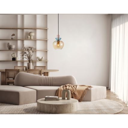 ITALUX - Pendel på wire FANDA 1xE27/40W/230V guld/røget beige