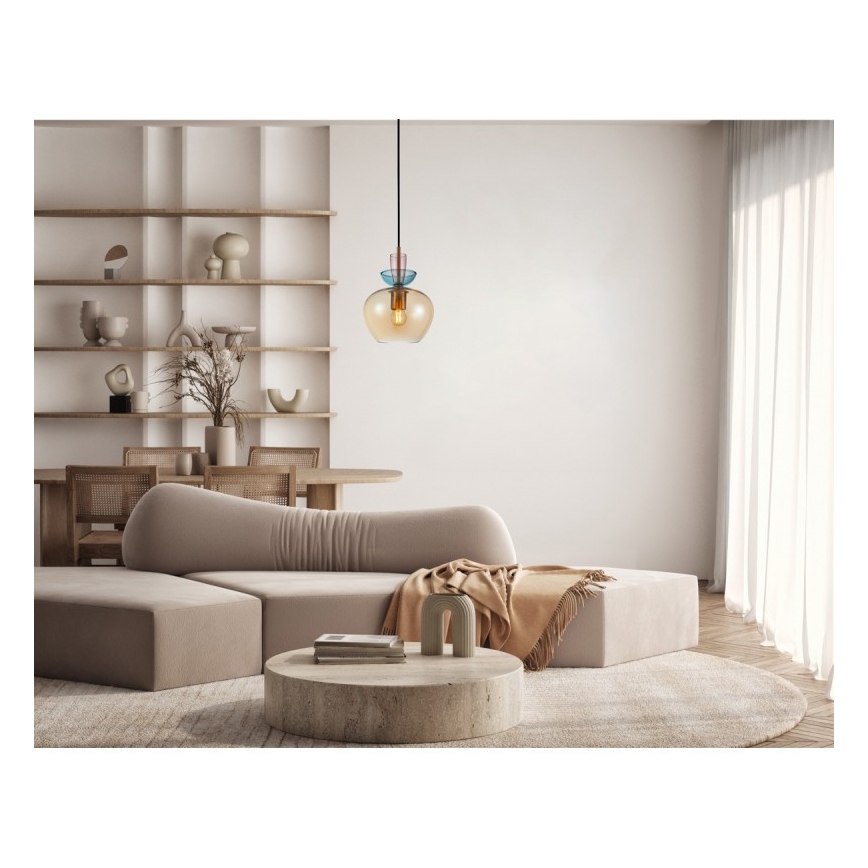 ITALUX - Pendel på wire FANDA 1xE27/40W/230V guld/røget beige
