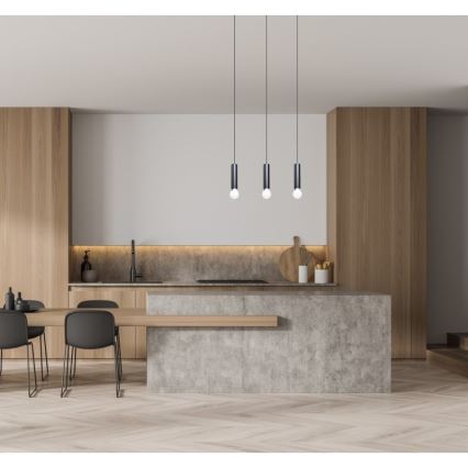 ITALUX - Loftpendel på ledning MACERA 3xE27/40W/230V sort