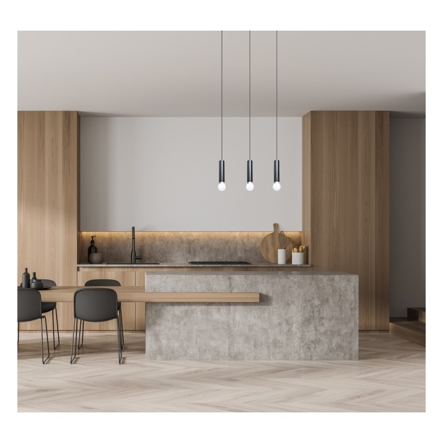 ITALUX - Loftpendel på ledning MACERA 3xE27/40W/230V sort