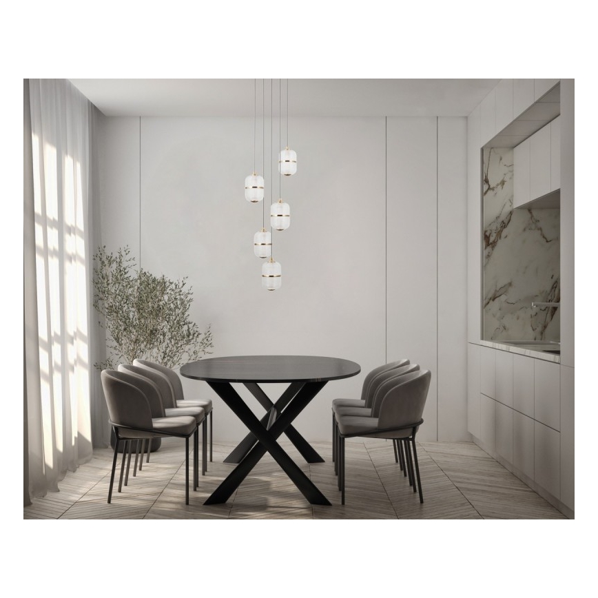 ITALUX - LED-pendel på wire ALANI 5xLED/5,6W/230V 3000K sort/guld