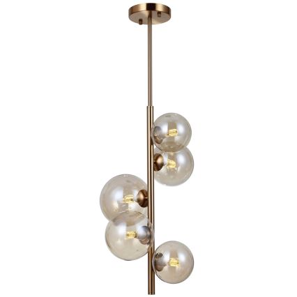 ITALUX - Loftlampe på stang CANELLO 5xG9/5W/230V messing