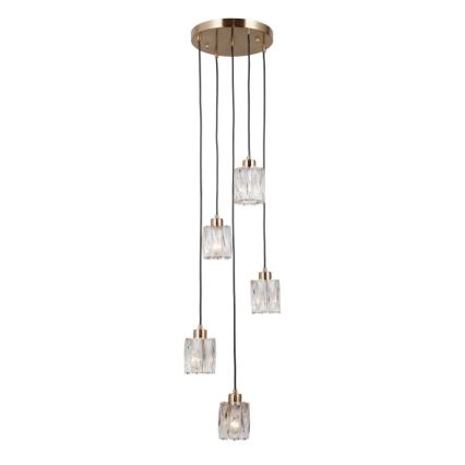 ITALUX - Lysekrone TORNO med stålwire 5xE14/40W/230V guldfarvet