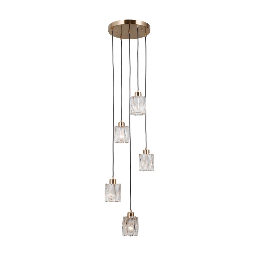 ITALUX - Lysekrone TORNO med stålwire 5xE14/40W/230V guldfarvet
