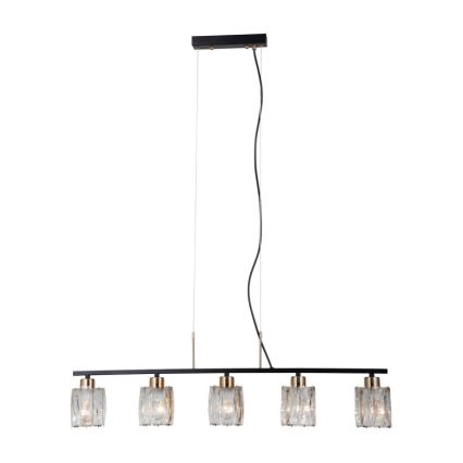 ITALUX - Hængelampe på ledning SIMONA, 5 x E14 (max. 40 W), 230 V, sort/guld