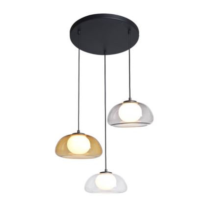 ITALUX - Pendel på kabel AINALE 3xG9/7W/230V sort/klar/røget beige/grå