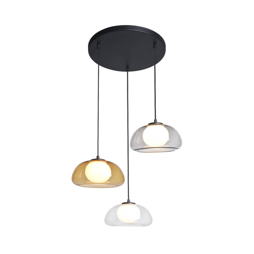 ITALUX - Pendel på kabel AINALE 3xG9/7W/230V sort/klar/røget beige/grå