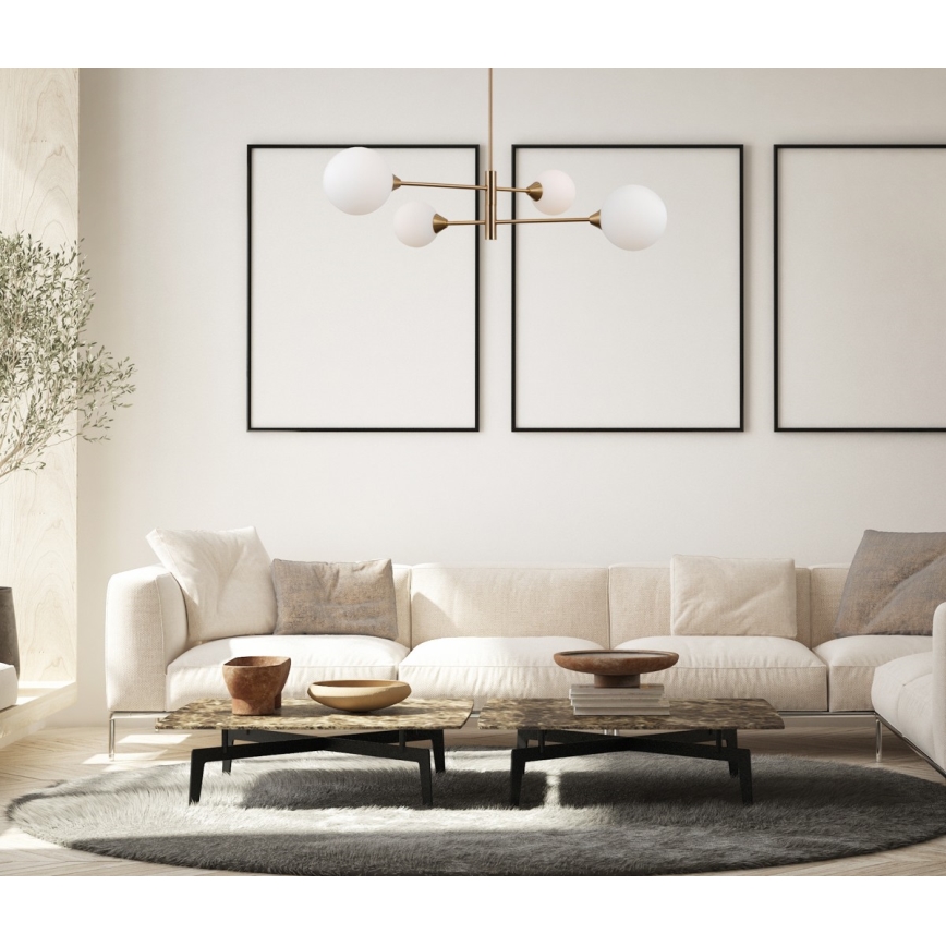 ITALUX - Loftlampe på stang EVORA 4xG9/5W/230V messing