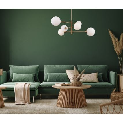 ITALUX - Loftlampe på stang EVORA 6xG9/5W/230V messing