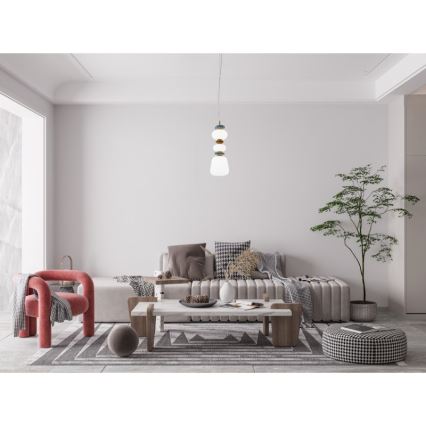 ITALUX - LED-lysekrone med wireophæng EVANS LED/15W/230V 3000K guld/blå