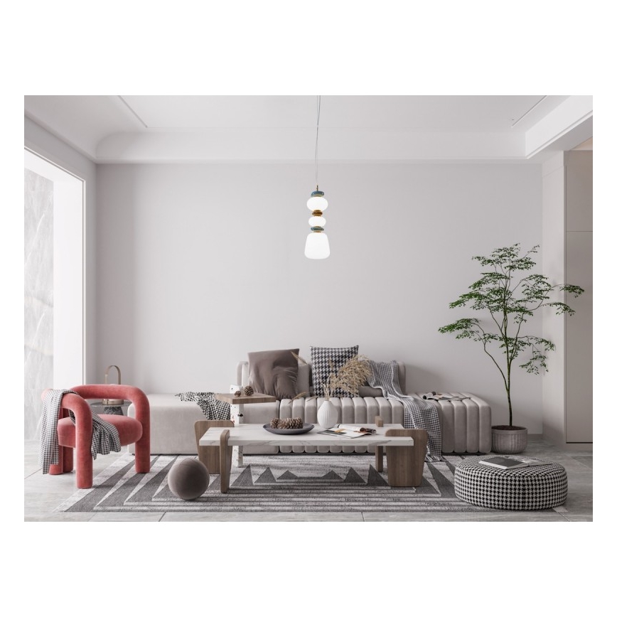 ITALUX - LED-lysekrone med wireophæng EVANS LED/15W/230V 3000K guld/blå