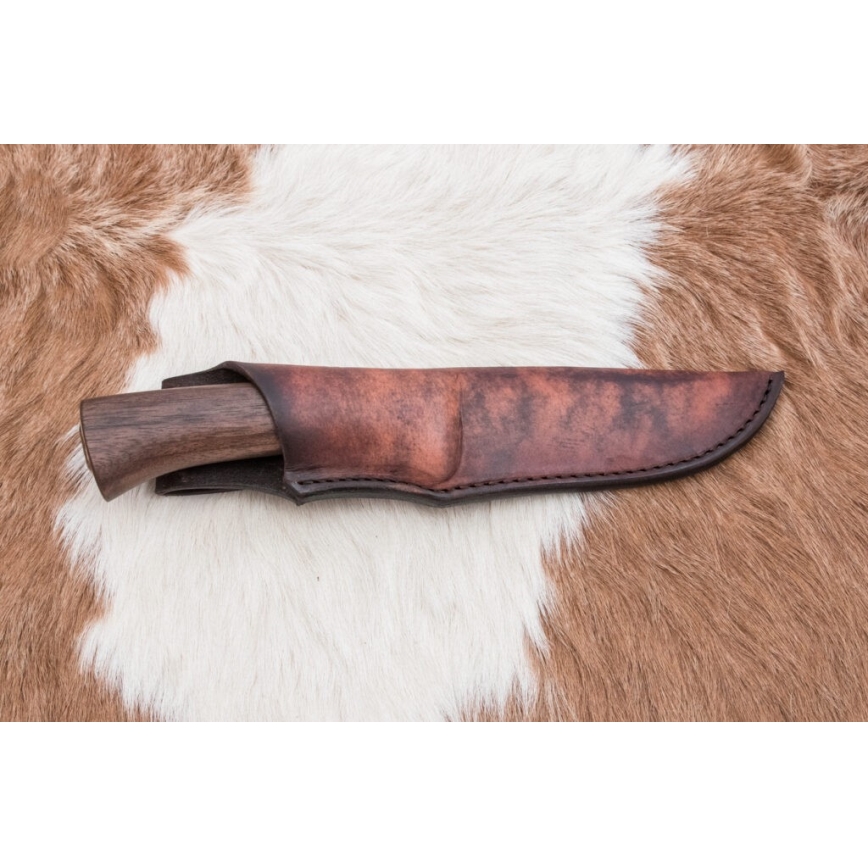 Jagtkniv Damaskus 11,8 cm valnød/hjortegevir
