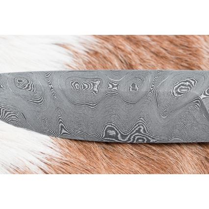 Jagtkniv Damaskus 11,8 cm valnød/hjortegevir