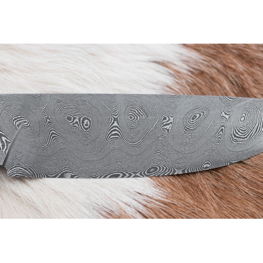 Jagtkniv Damaskus 11,8 cm valnød/hjortegevir