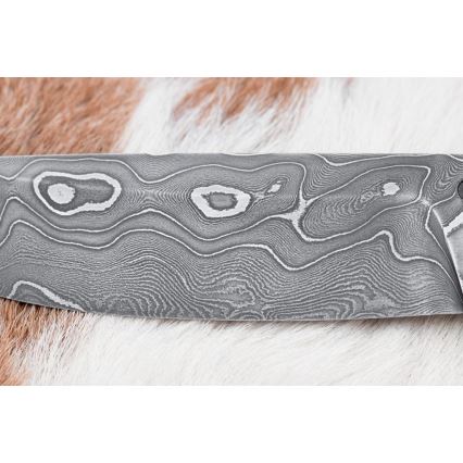 Jagtkniv Damaskus 12,7 cm ziricote/bøffelknogle