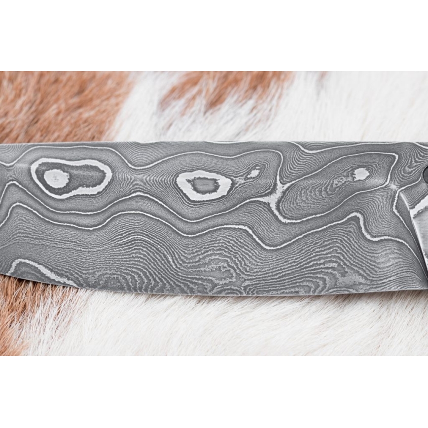 Jagtkniv Damaskus 12,7 cm ziricote/bøffelknogle