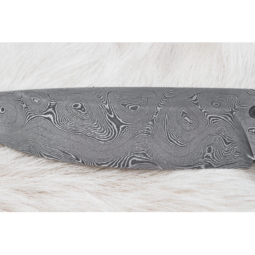 Jagtkniv Damaskus 12 cm aske/hjortegevir
