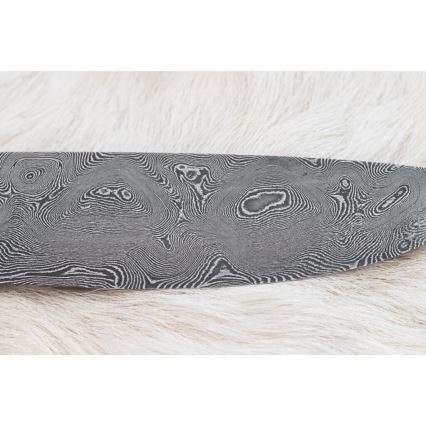 Jagtkniv Damaskus 12 cm aske/hjortegevir