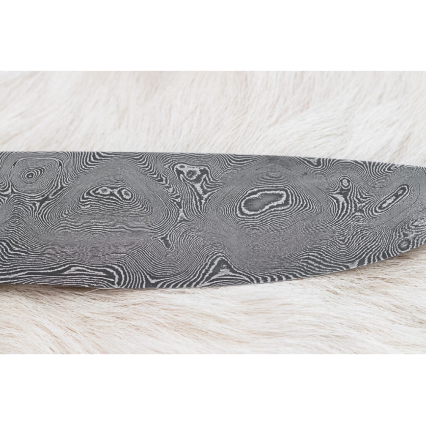 Jagtkniv Damaskus 12 cm aske/hjortegevir