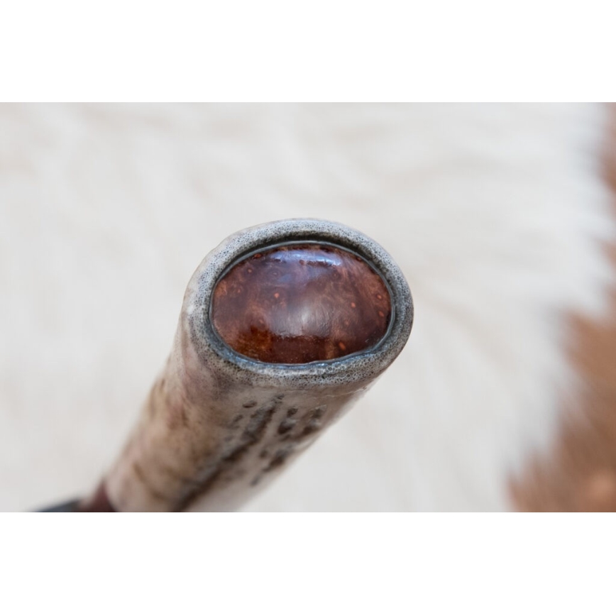 Jagtkniv Damaskus 12 cm aske/hjortegevir