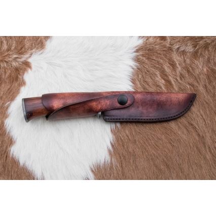 Jagtkniv Damaskus 13,8 cm ironwood/bøffelknogle