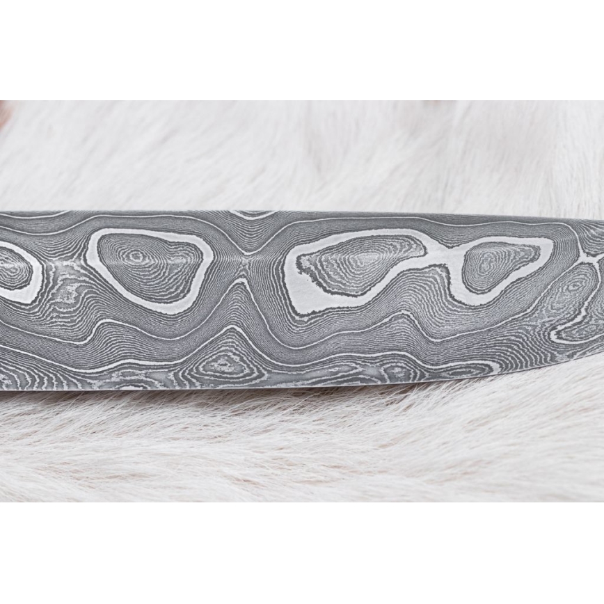 Jagtkniv Damaskus 13,8 cm ironwood/bøffelknogle