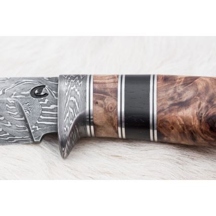 Jagtkniv Damaskus 13 cm poppel/ibenholt