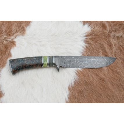 Jagtkniv Damaskus 14,5 cm elletræ/serpentin