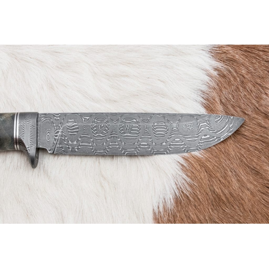 Jagtkniv Damaskus 14,5 cm elletræ/serpentin