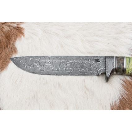 Jagtkniv Damaskus 14,5 cm elletræ/serpentin