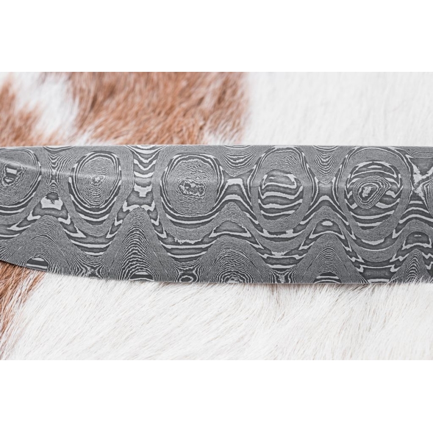 Jagtkniv Damaskus 14,5 cm elletræ/serpentin